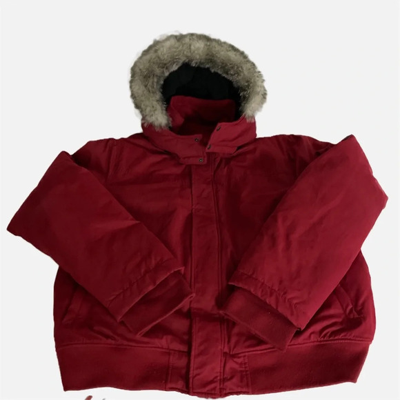 Bench Men’s Winter Coat Jacket Detachable Hood Faux Fur Size XXL Red Zipper - Picture 4 of 12